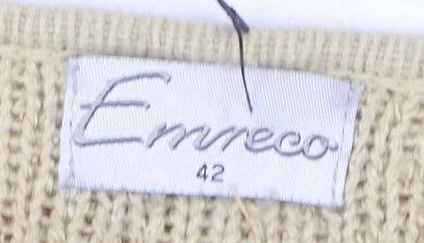 Womens UK Size 14 Emreco Beige Cardigan Jumper