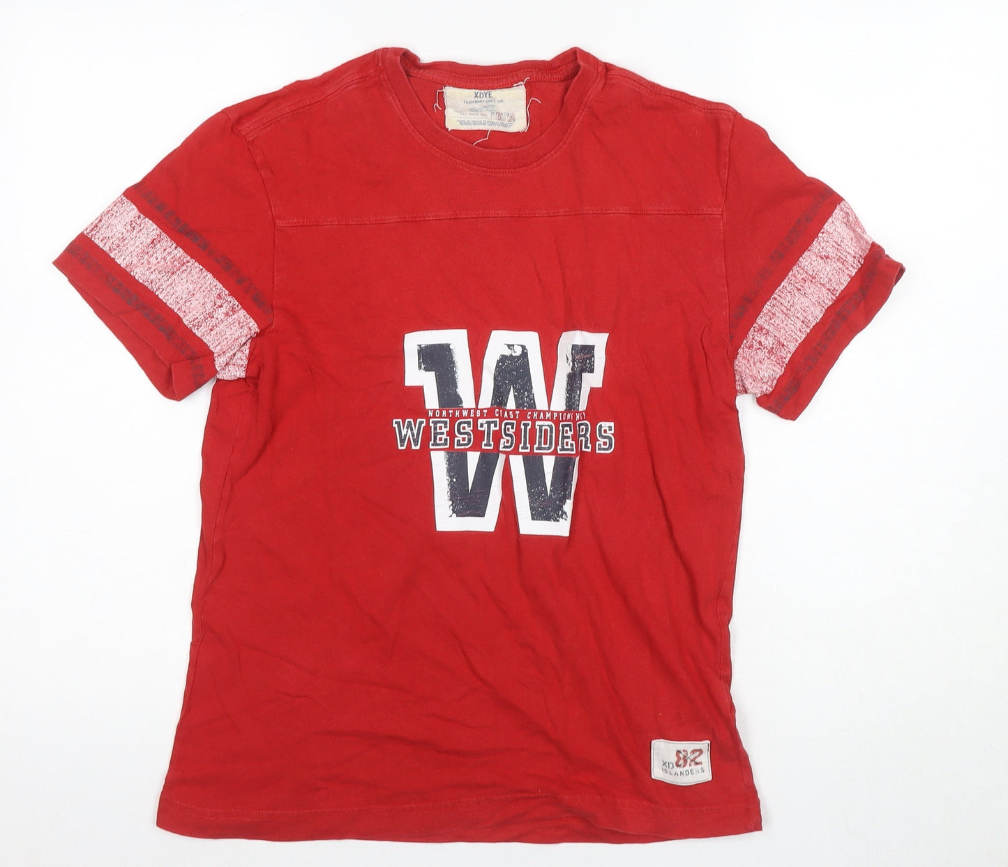 XDYE Men's Red Graphic T-Shirt - Small, Sports Style