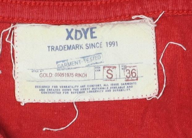XDYE Men's Red Graphic T-Shirt - Small, Sports Style
