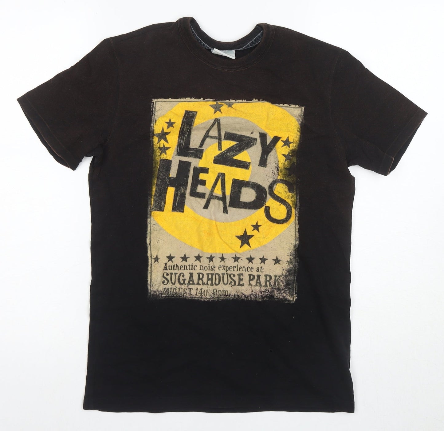 Lazy Heads Men's Black Music T-Shirt, Size S, Crew Neck