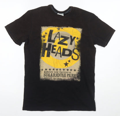 Lazy Heads Men's Black Music T-Shirt, Size S, Crew Neck