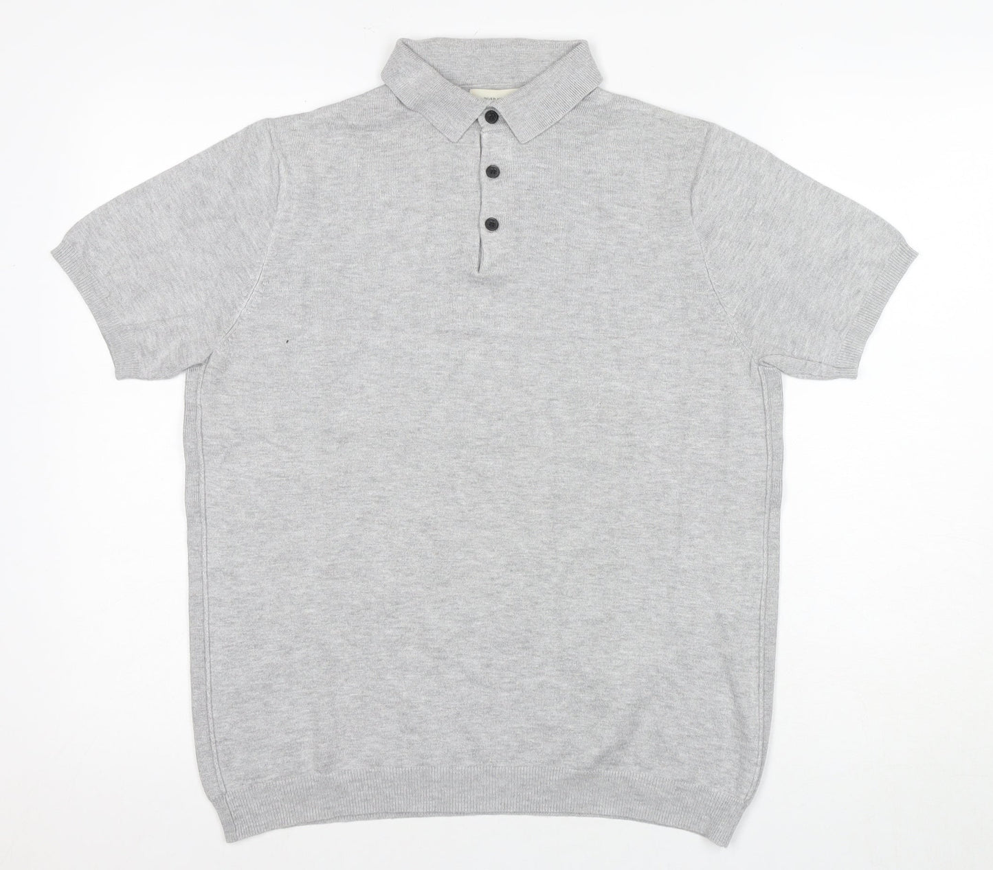 River Island Men's Grey Polo Shirt M Short Sleeve Casual