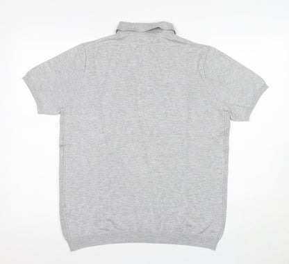 River Island Men's Grey Polo Shirt M Short Sleeve Casual