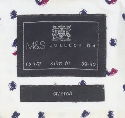 Mens UK Collar Size 15.5 Marks and Spencer Smart Multicoloured  Dress Shirt