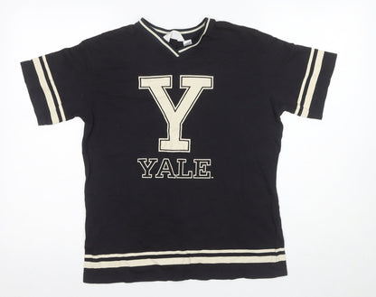 H&M Unisex Kids Black Ringer T-Shirt, 10-11 Years, Yale Logo