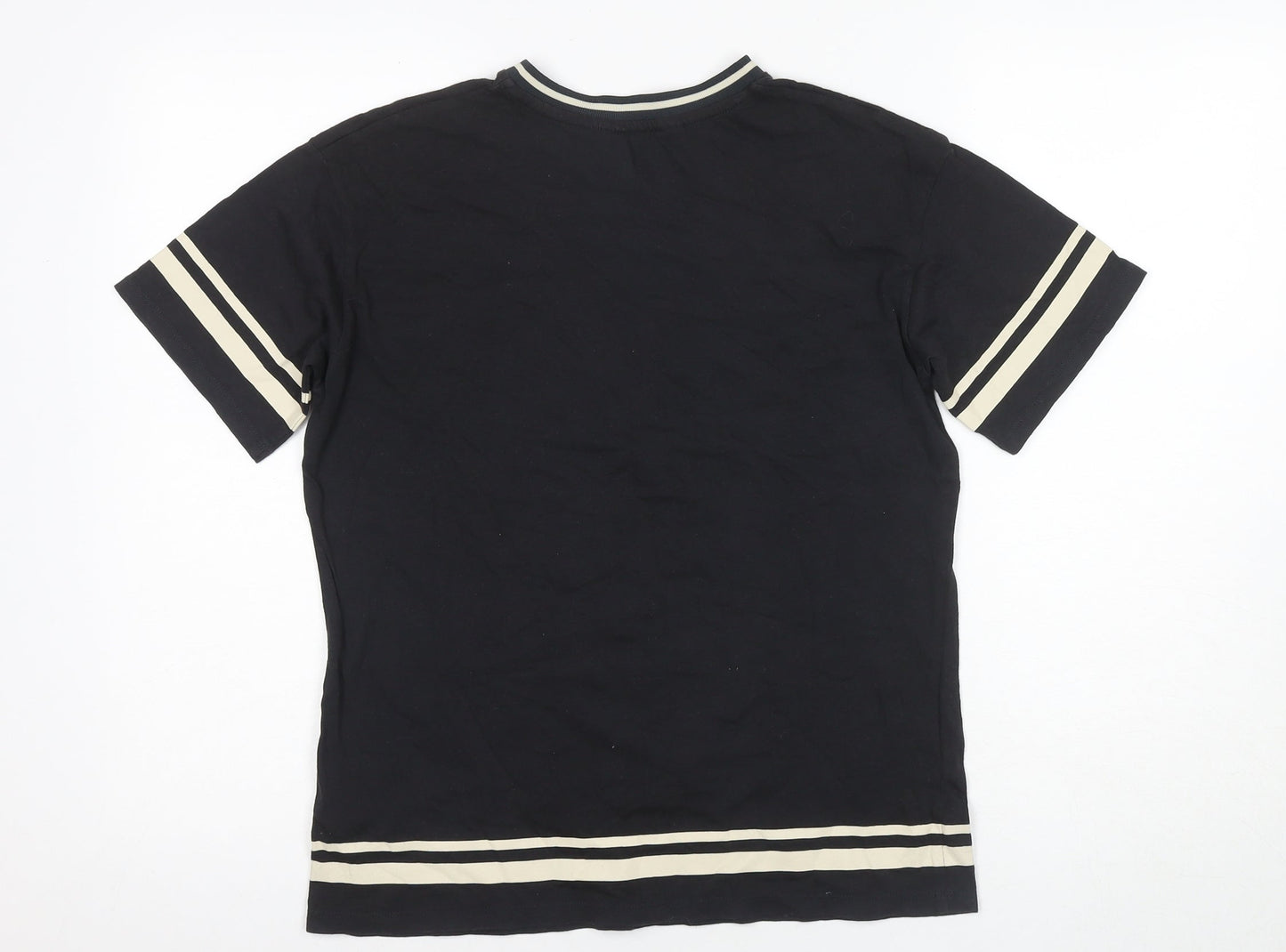 H&M Unisex Kids Black Ringer T-Shirt, 10-11 Years, Yale Logo