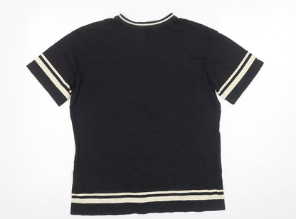 H&M Unisex Kids Black Ringer T-Shirt, 10-11 Years, Yale Logo