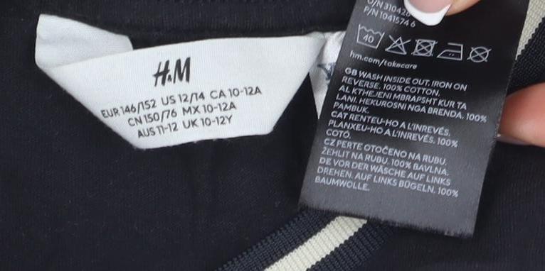 H&M Unisex Kids Black Ringer T-Shirt, 10-11 Years, Yale Logo