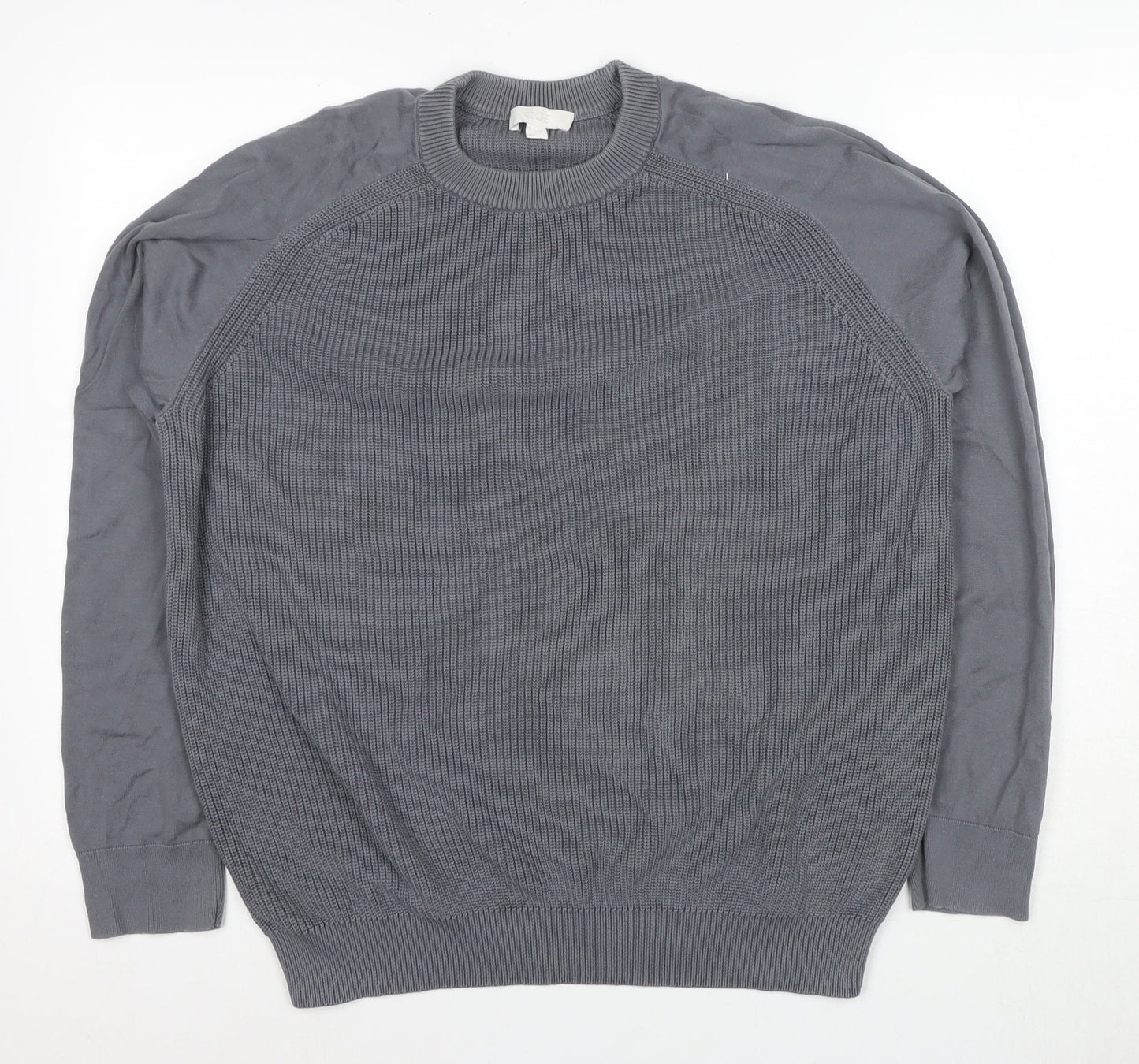 COS Men's Grey Cotton Pullover Jumper - Size L