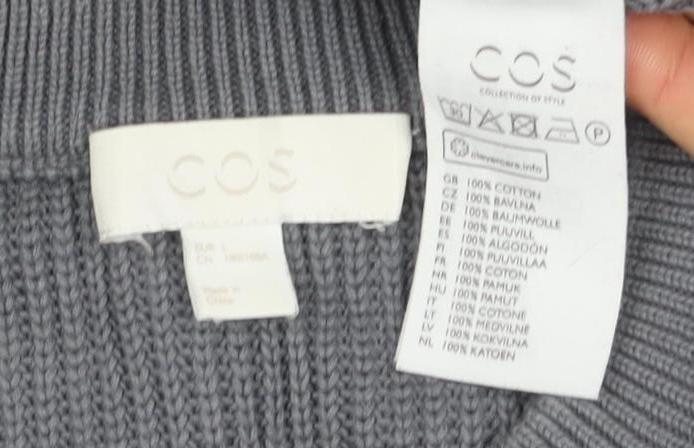 COS Men's Grey Cotton Pullover Jumper - Size L