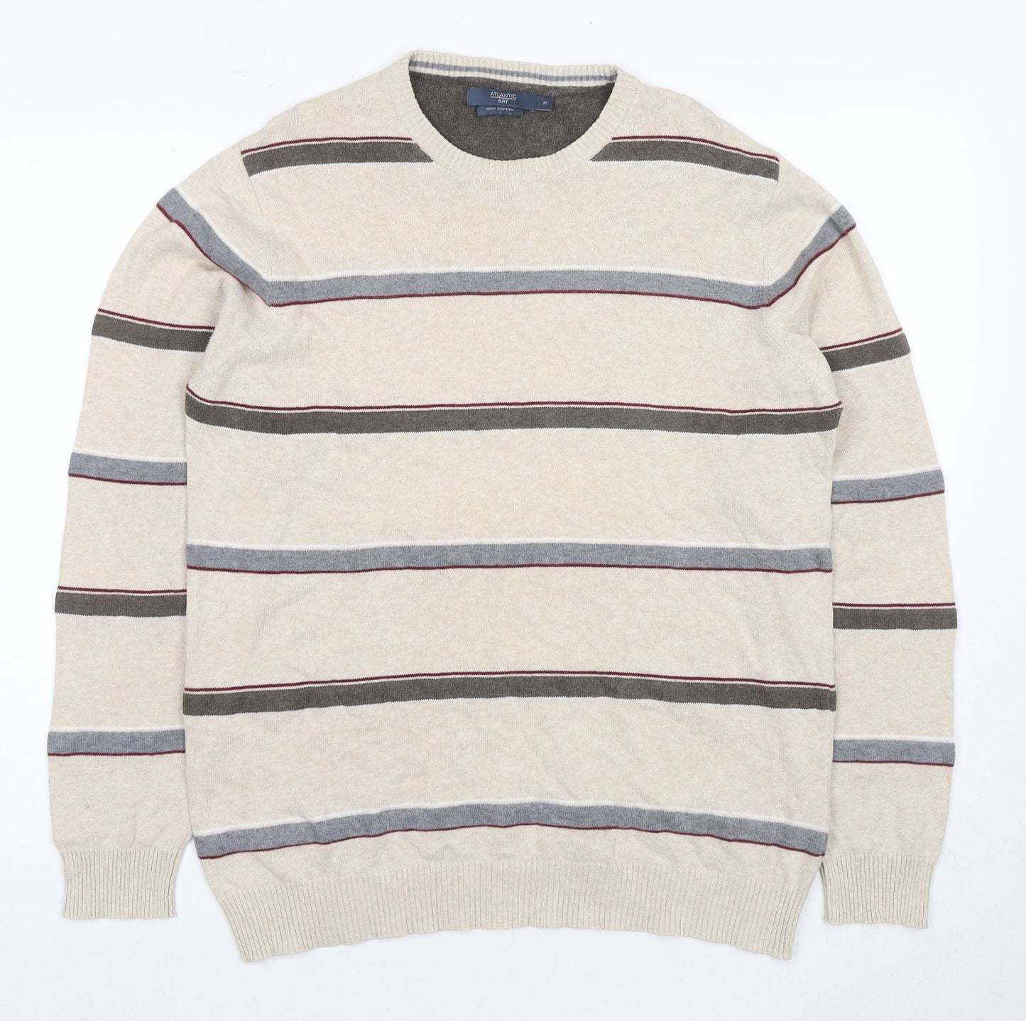 Atlantic Bay Men's Beige Striped Pullover Jumper M