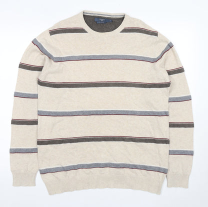 Atlantic Bay Men's Beige Striped Pullover Jumper M