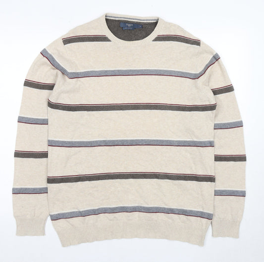 Atlantic Bay Men's Beige Striped Pullover Jumper M