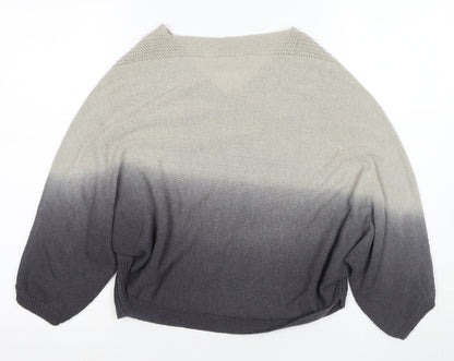 Mixroy Women's Grey V-Neck Chunky Knit Jumper, S
