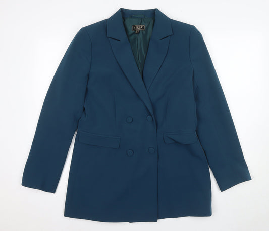 Lipsy Women's Blue Double-Breasted Suit Jacket, Size 14