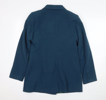 Lipsy Women's Blue Double-Breasted Suit Jacket, Size 14