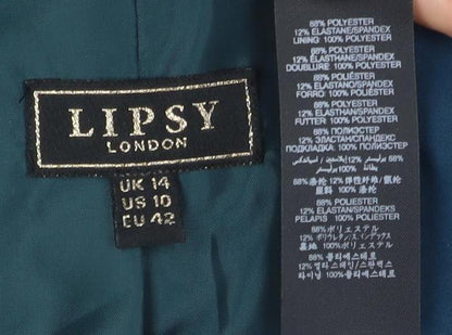 Lipsy Women's Blue Double-Breasted Suit Jacket, Size 14