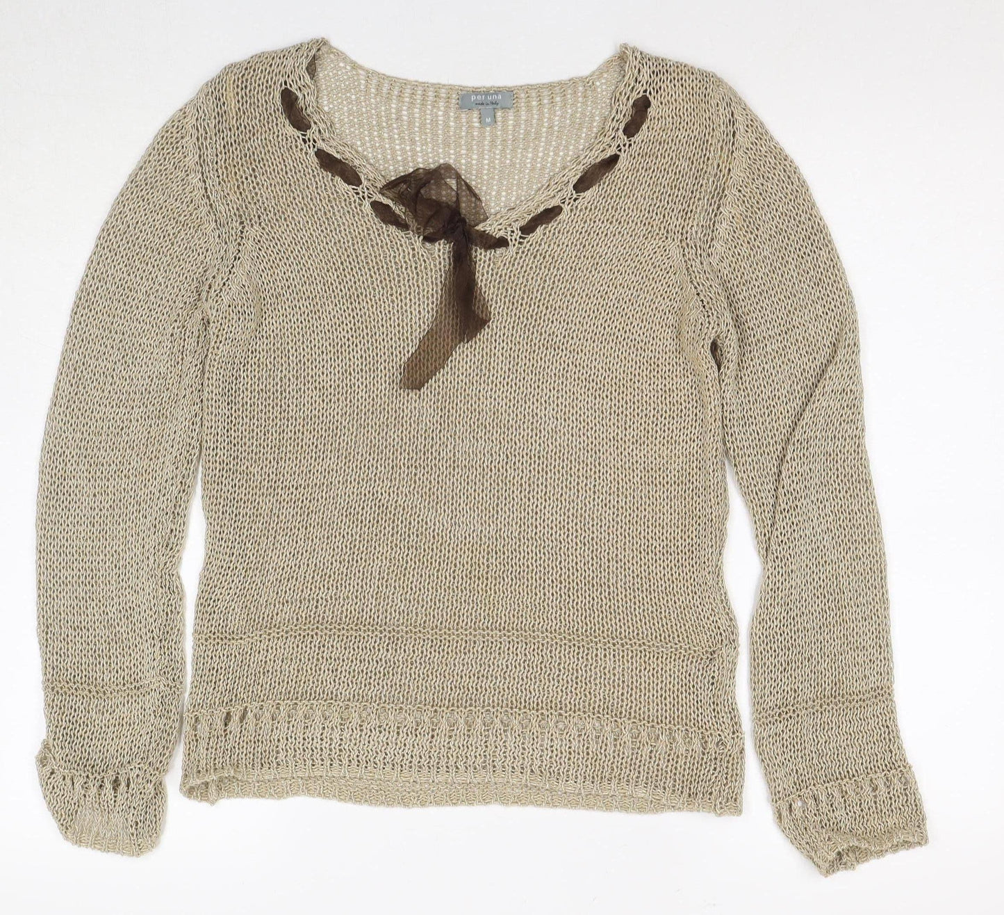 Womens UK Size M Marks and Spencer Beige Pullover Jumper