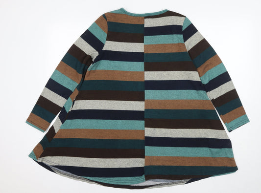 Apricot Women's Multicolour Striped Trapeze Dress Size 12