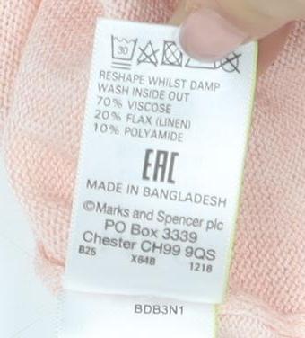 Womens UK Size 16 Marks and Spencer Pink Basic Blouse