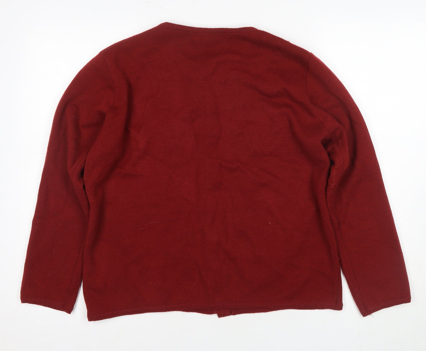 BJM Red Women's Cardigan M Acrylic Beaded Buttons