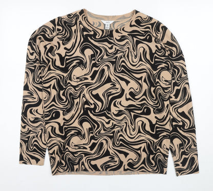 M&Co Women's Brown Geometric Knit Blouse Size 12