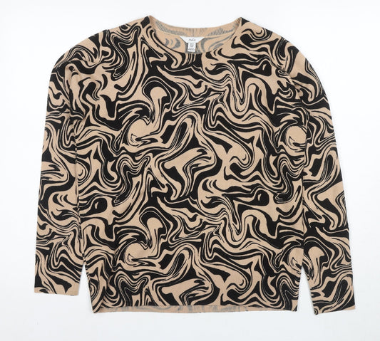 M&Co Women's Brown Geometric Knit Blouse Size 12