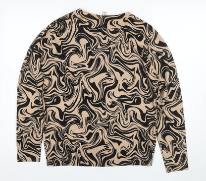 M&Co Women's Brown Geometric Knit Blouse Size 12