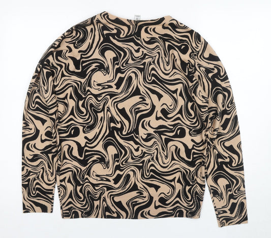 M&Co Women's Brown Geometric Knit Blouse Size 12