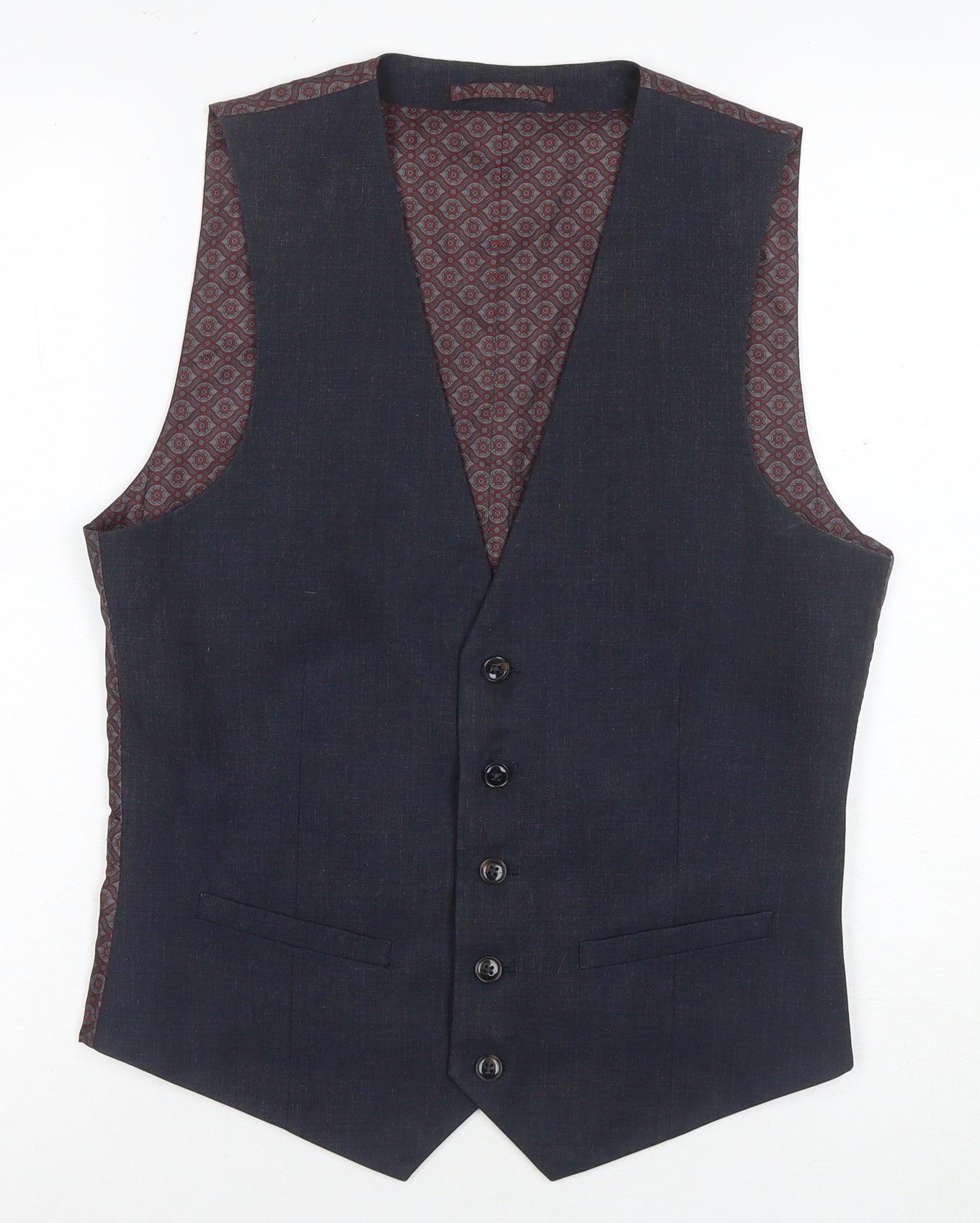 Mens UK Size S Burton Regular Brown Suit Waistcoat