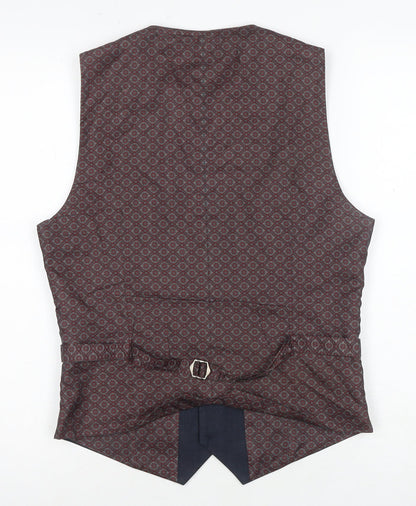 Mens UK Size S Burton Regular Brown Suit Waistcoat