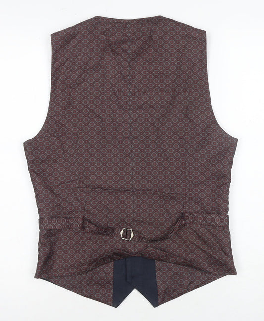 Mens UK Size S Burton Regular Brown Suit Waistcoat