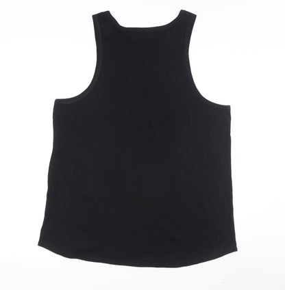Apparel Noir Men's Black Music Sleeveless Cotton T-Shirt