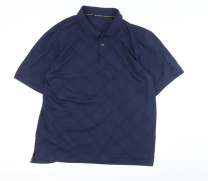 Dunlop Men's Blue Check Polo Shirt Short Sleeve Size L