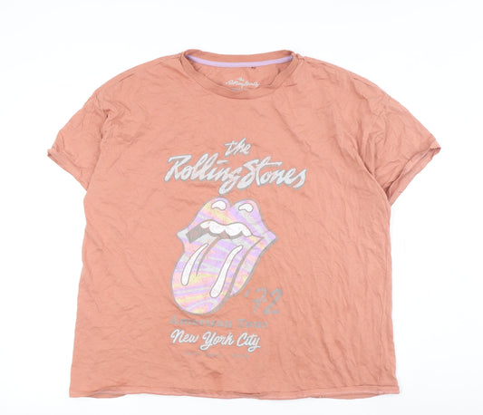 George Women's Orange Rolling Stones T-Shirt, Size 18, Casual
