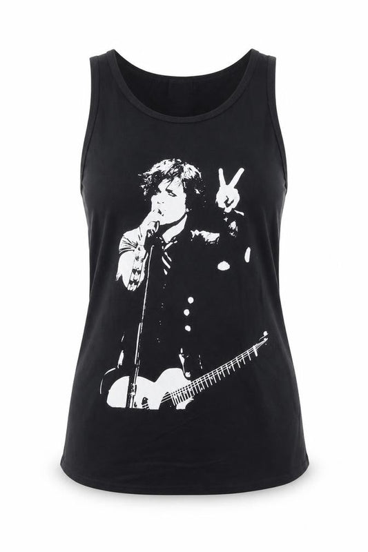 Front view of Apparel Noir Black Music Tank Top, size 12, unisex
