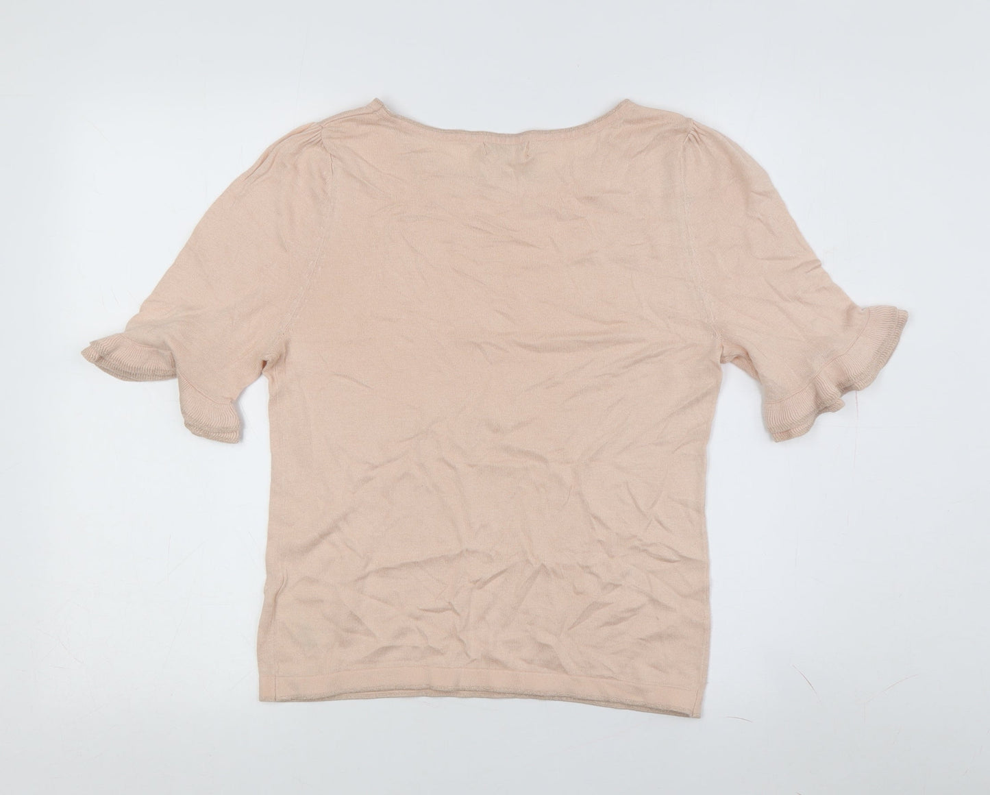 Monsoon Women's Beige T-Shirt Size 12 with Flared Sleeves