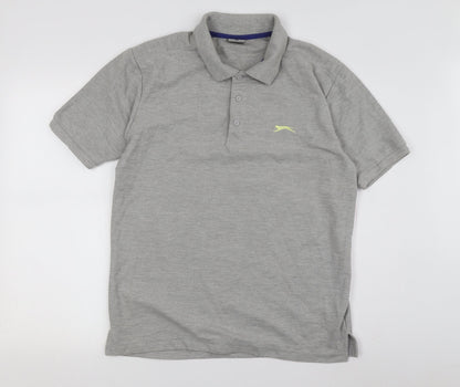 Slazenger Men's Grey Polo Medium Classic Fit