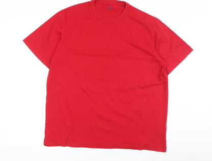 Lands' End Men's Red Cotton Crew Neck T-Shirt L