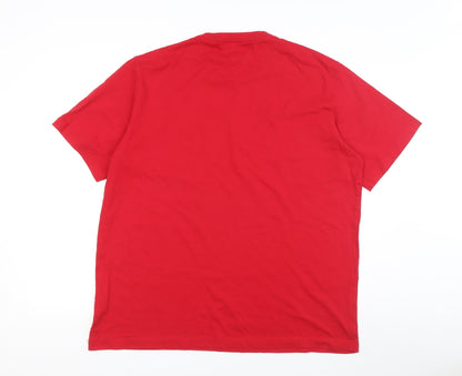 Lands' End Men's Red Cotton Crew Neck T-Shirt L