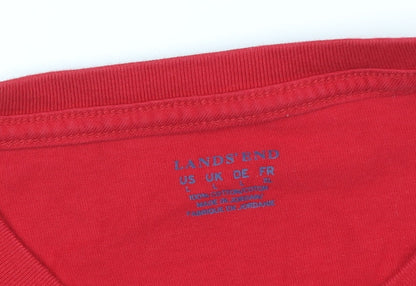 Lands' End Men's Red Cotton Crew Neck T-Shirt L