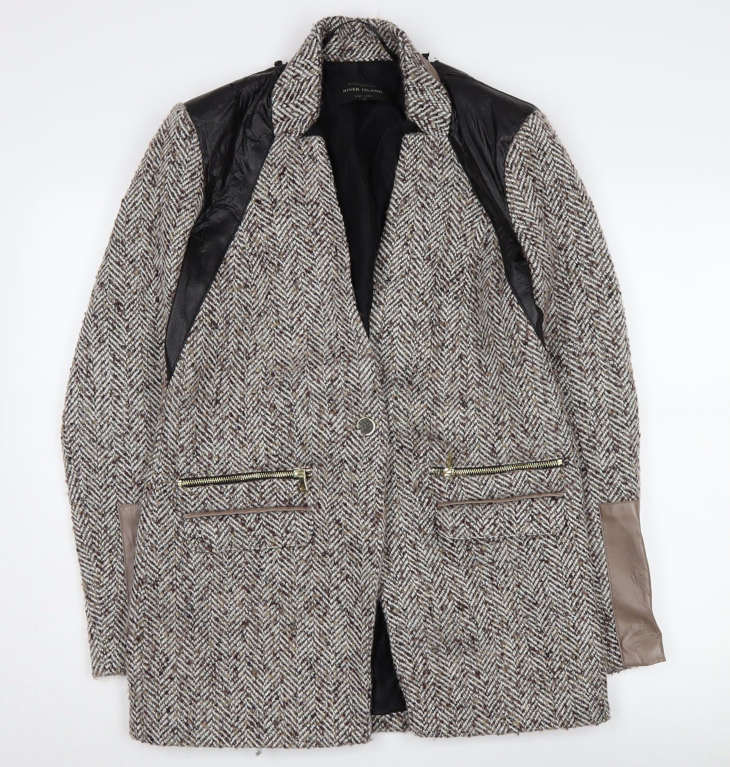 Womens UK Size 12 River Island Grey Basic Jacket