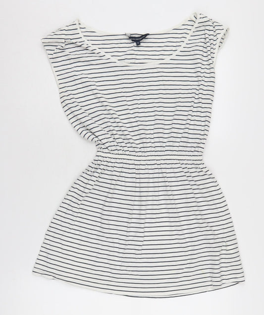 French Connection Women's White Striped Basic T-Shirt