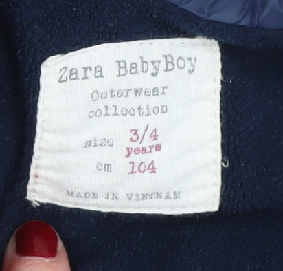 Zara Boys Red Puffer Jacket 3-4 Years Winter Hooded
