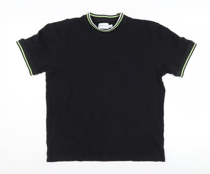 Topman Men's Black Crew Neck Cotton T-Shirt S