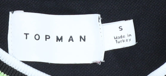 Topman Men's Black Crew Neck Cotton T-Shirt S