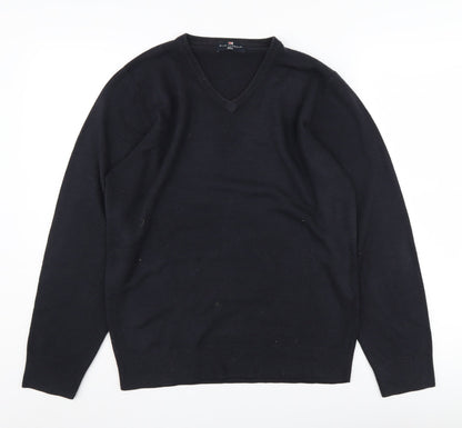 Marks and Spencer Men's Black V-Neck Jumper, Size S
