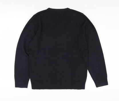 Marks and Spencer Men's Black V-Neck Jumper, Size S