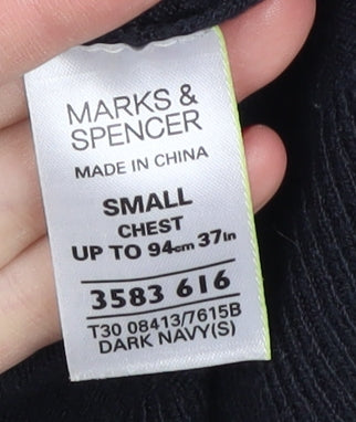 Marks and Spencer Men's Black V-Neck Jumper, Size S