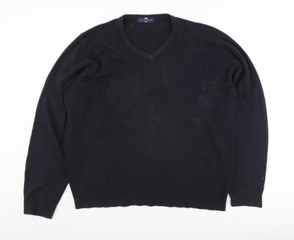Marks and Spencer Men's Black V-Neck Jumper L